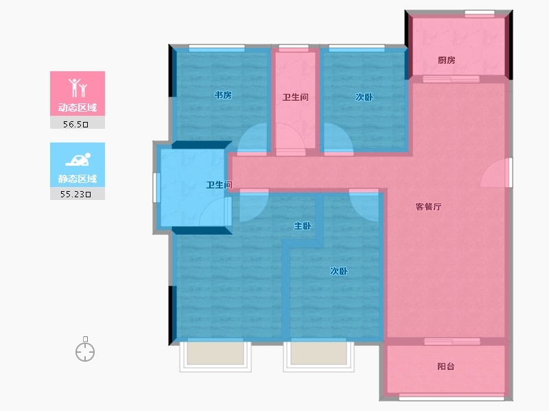 浙江省-湖州市-宝龙世家-98.40-户型库-动静分区