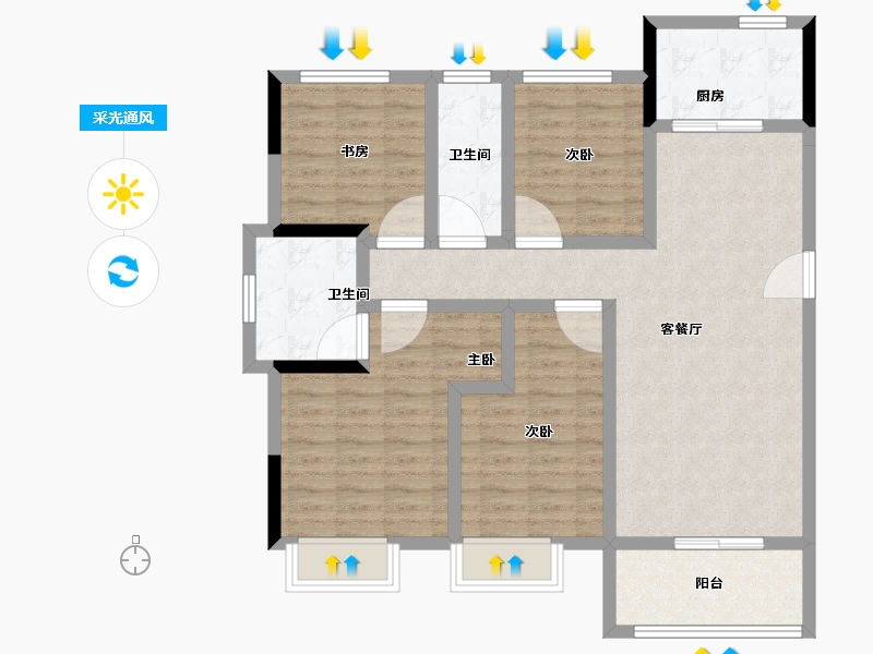 浙江省-湖州市-宝龙世家-98.40-户型库-采光通风