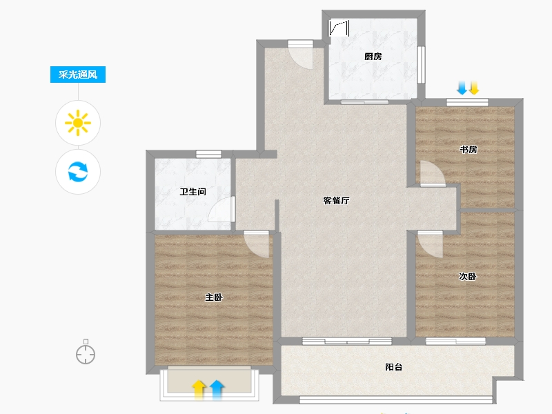 安徽省-芜湖市-南陵祥生江南府-99.00-户型库-采光通风