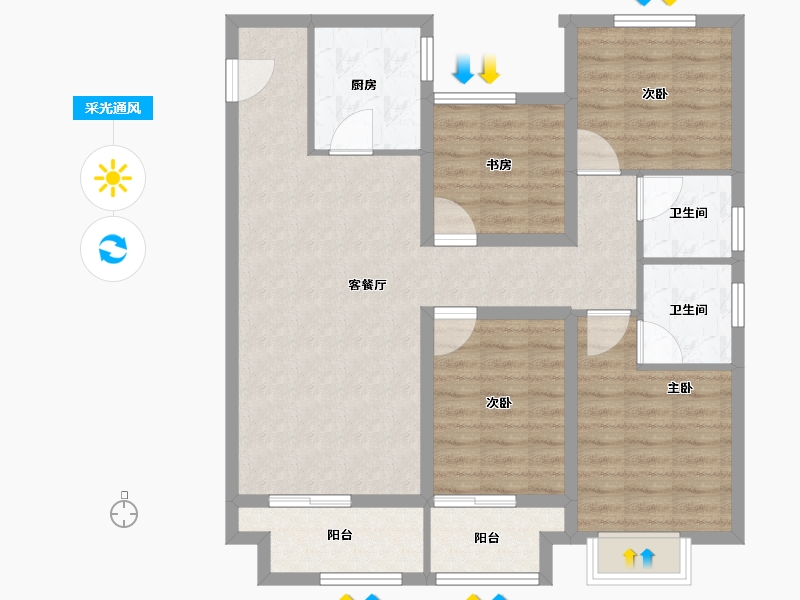 浙江省-湖州市-光明梦想城-96.00-户型库-采光通风