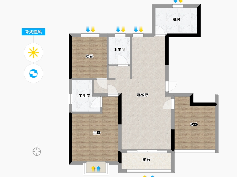 山东省-菏泽市-锦绣城-96.00-户型库-采光通风