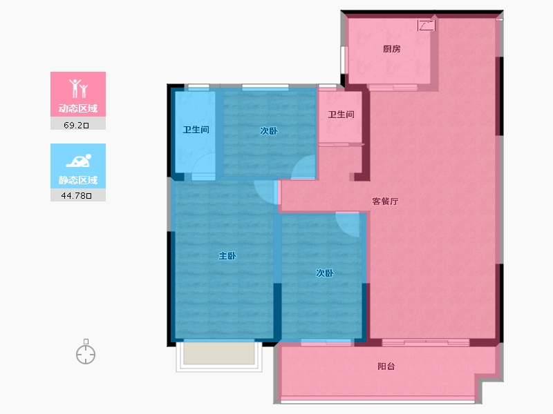 河南省-商丘市-碧桂园·公园上城-102.57-户型库-动静分区