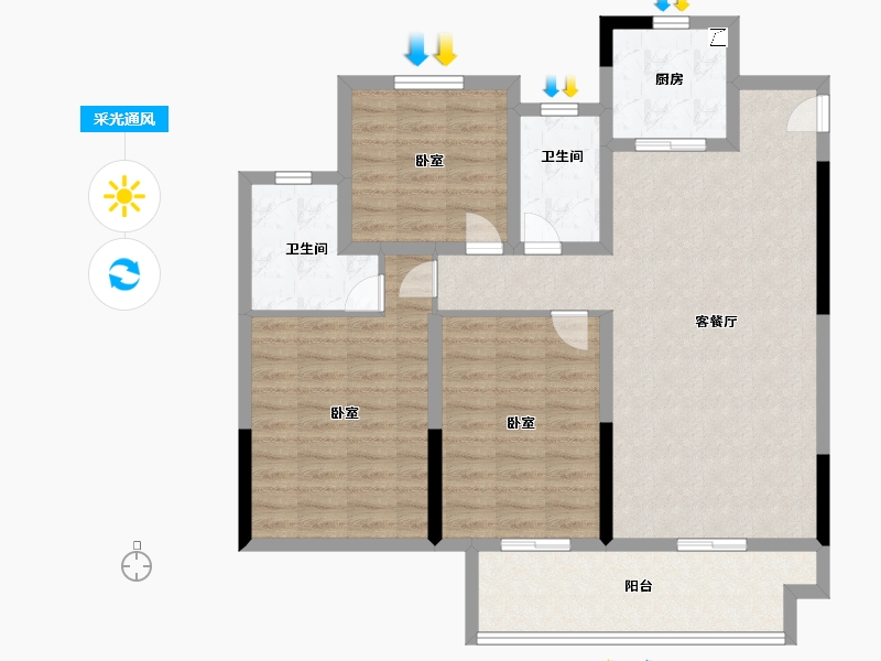 江苏省-镇江市-中南·锦悦-97.60-户型库-采光通风