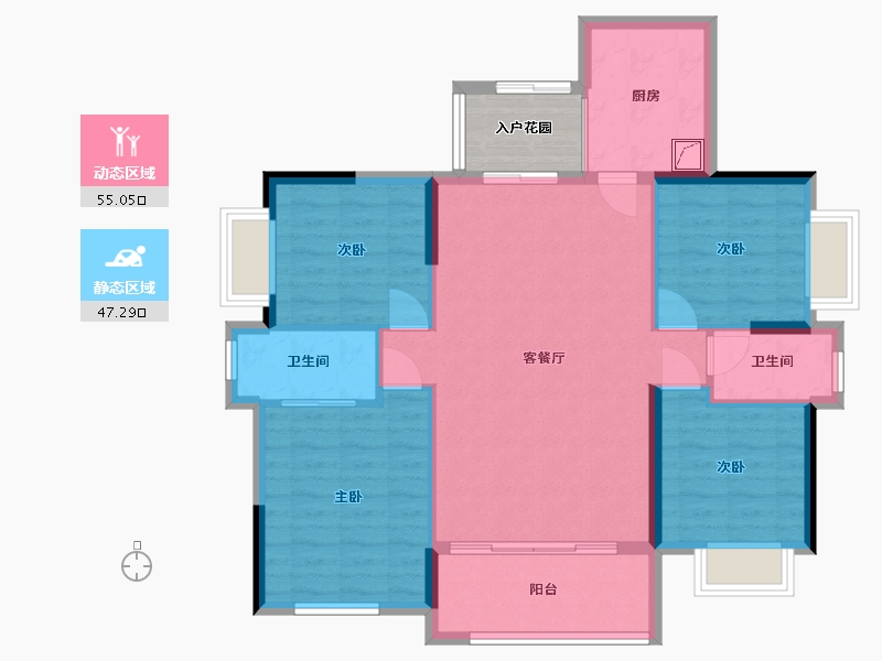 广东省-清远市-中恒花园-98.65-户型库-动静分区