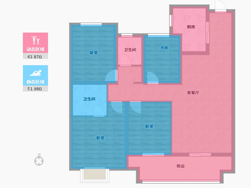 江苏省-镇江市-融创云阳·华南映-103.21-户型库-动静分区