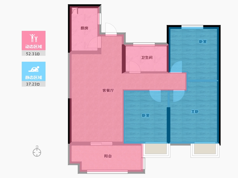 江西省-九江市-富力·浔阳公馆-79.80-户型库-动静分区