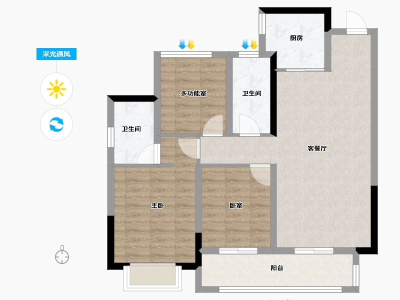 广西壮族自治区-柳州市-阳光城丽景湾-81.22-户型库-采光通风