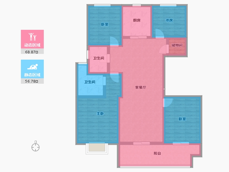 江苏省-镇江市-天怡珑蟠里九珑苑-111.57-户型库-动静分区