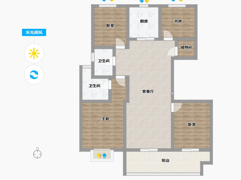 江苏省-镇江市-天怡珑蟠里九珑苑-111.57-户型库-采光通风