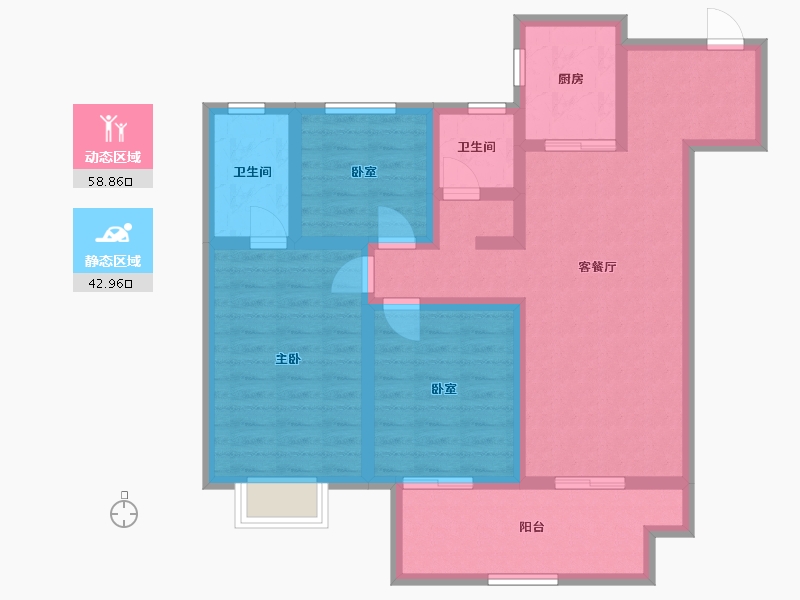 江苏省-镇江市-融创云阳·华南映-89.60-户型库-动静分区