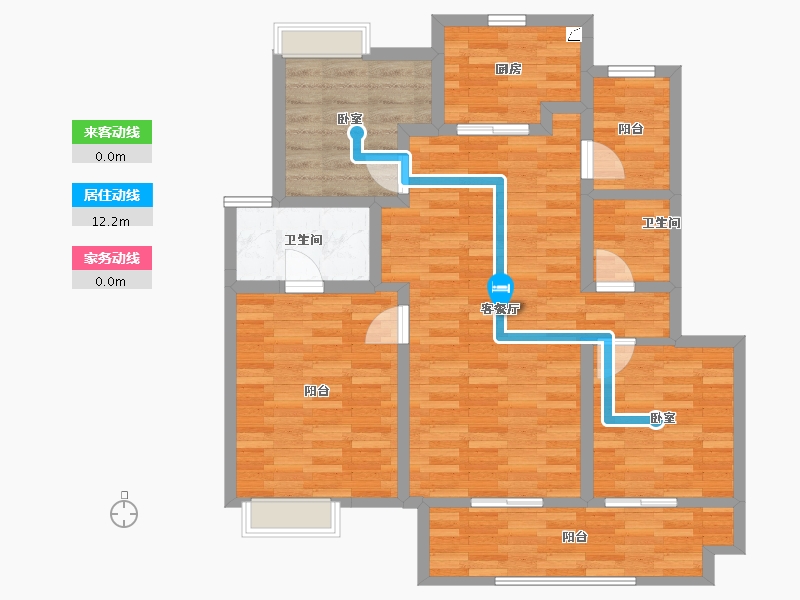 江苏省-镇江市-万科金域蓝湾-88.88-户型库-动静线