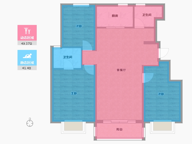 天津-天津市-中建壹方九里-89.62-户型库-动静分区