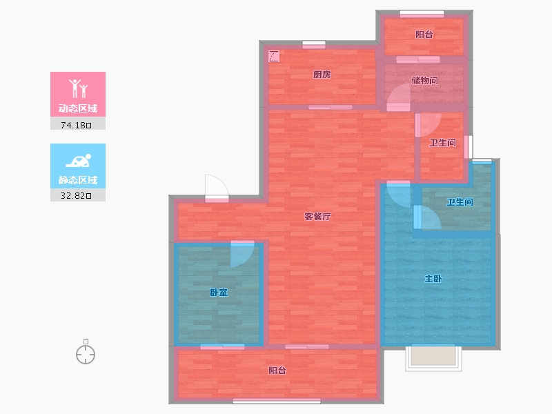 江苏省-镇江市-中南·聆江阁-93.61-户型库-动静分区