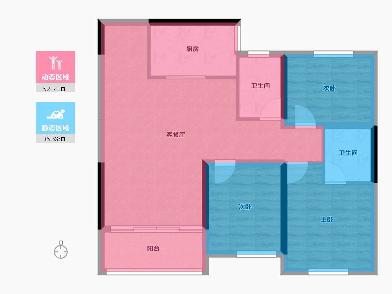 辽宁省-阜新市-双池花园-79.24-户型库-动静分区