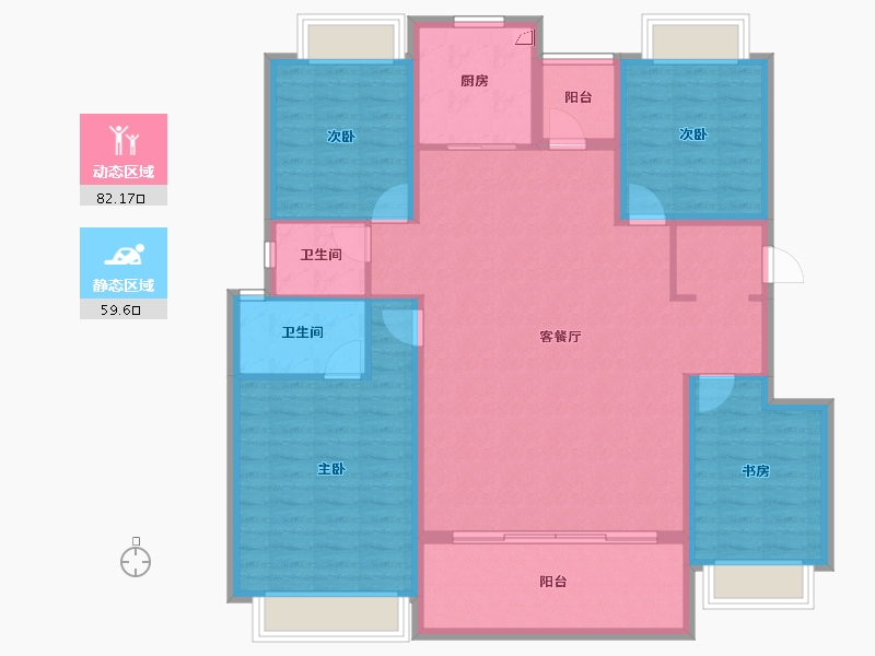 重庆-重庆市-龙湖云瑶玉陛-128.58-户型库-动静分区