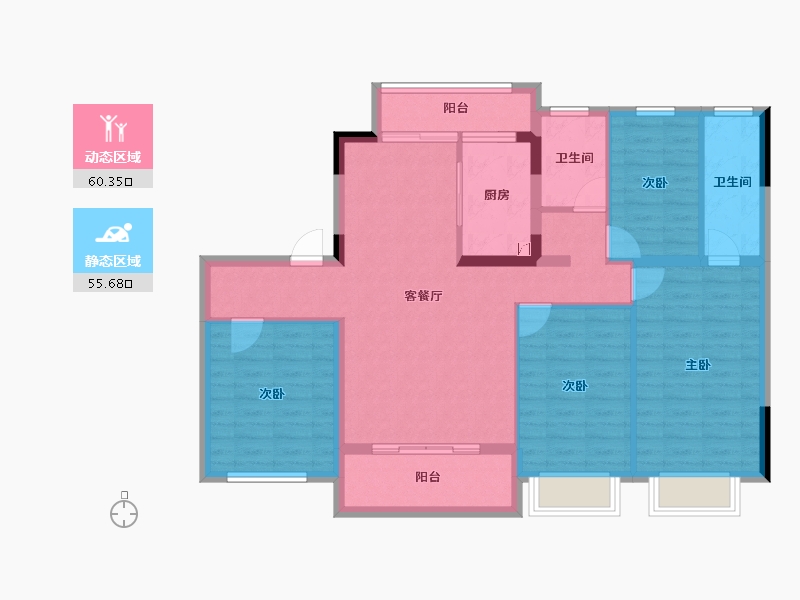 贵州省-遵义市-碧桂园诗乡壹号-104.01-户型库-动静分区