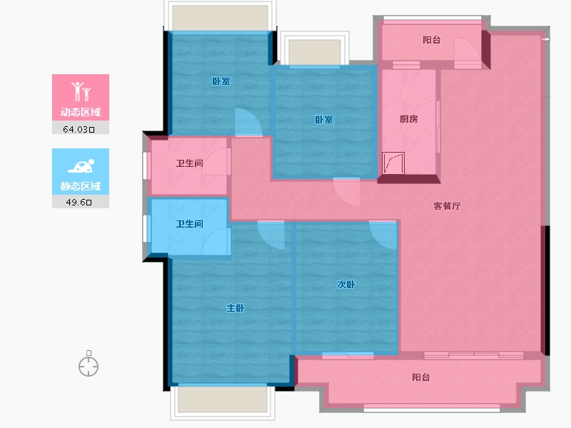 贵州省-毕节市-金沙县华荣城-105.00-户型库-动静分区