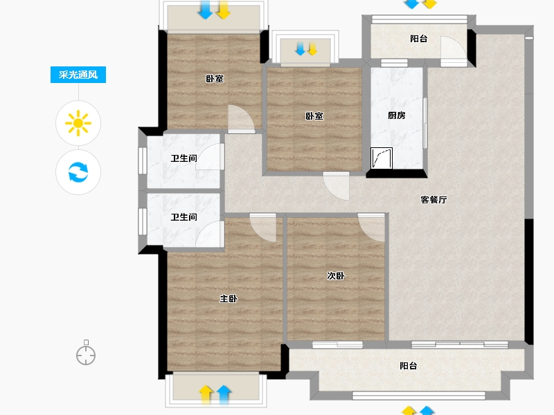 贵州省-毕节市-金沙县华荣城-105.00-户型库-采光通风