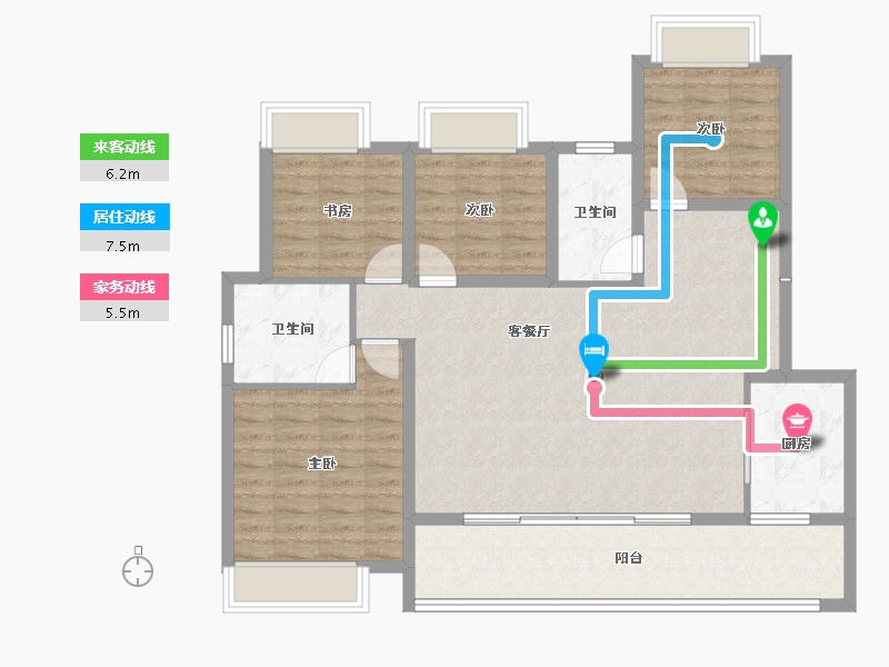 重庆-重庆市-龙湖云瑶玉陛-107.54-户型库-动静线