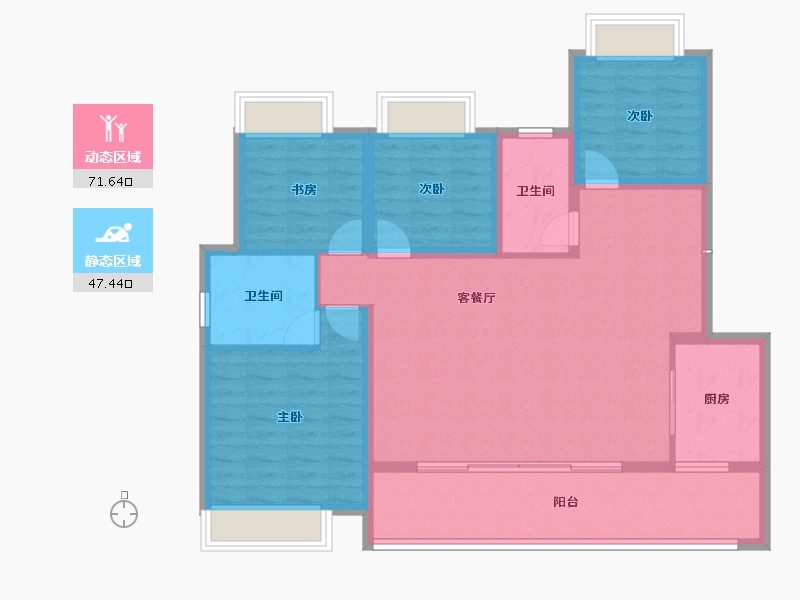 重庆-重庆市-龙湖云瑶玉陛-107.54-户型库-动静分区