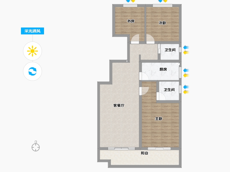 河南省-商丘市-碧桂园天悦三期-94.82-户型库-采光通风