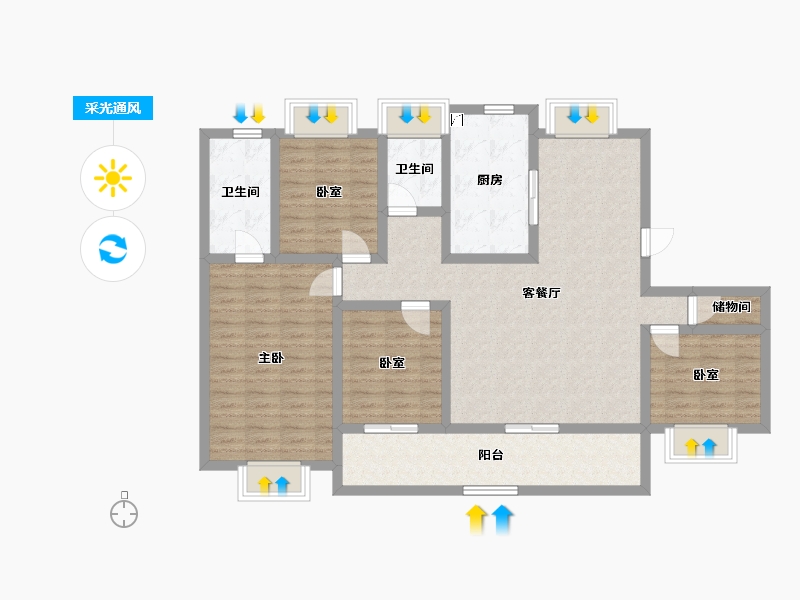 江苏省-镇江市-融创·京源里-114.40-户型库-采光通风