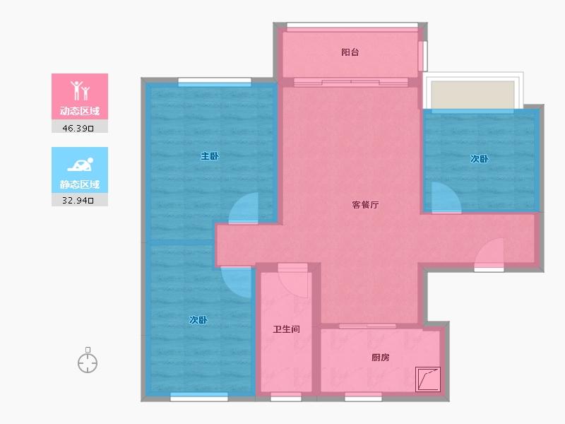 辽宁省-大连市-碧桂园凤栖台-77.89-户型库-动静分区