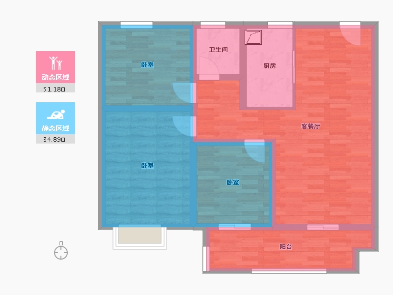 江苏省-镇江市-万科金域蓝湾-76.01-户型库-动静分区