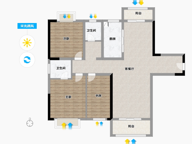 河南省-平顶山市-福园小区-120.00-户型库-采光通风