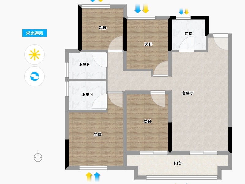 辽宁省-阜新市-上铁叶海华庭-100.01-户型库-采光通风