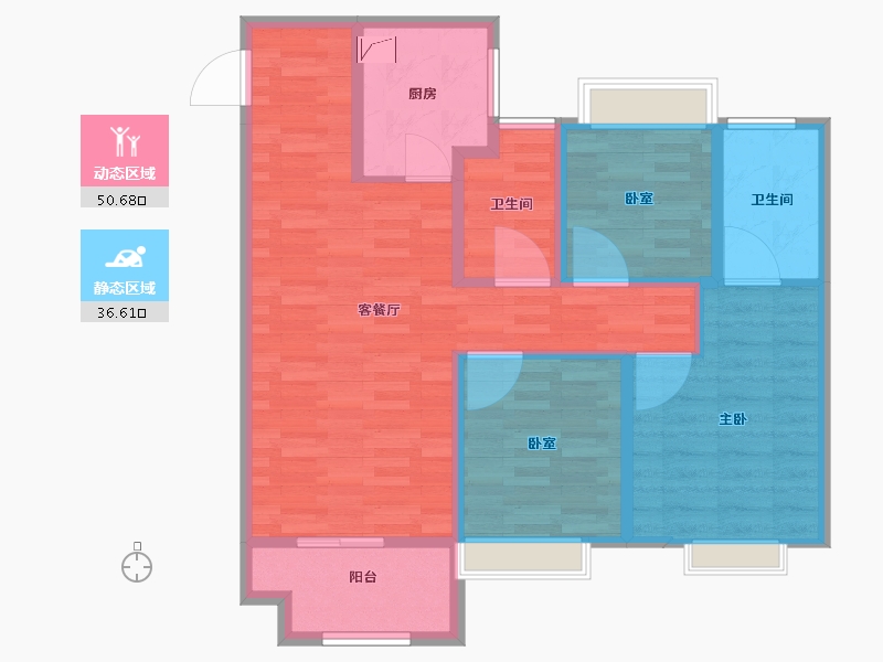 江苏省-镇江市-万科金域蓝湾-78.39-户型库-动静分区