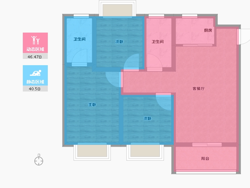 浙江省-湖州市-新都泰和府-76.81-户型库-动静分区