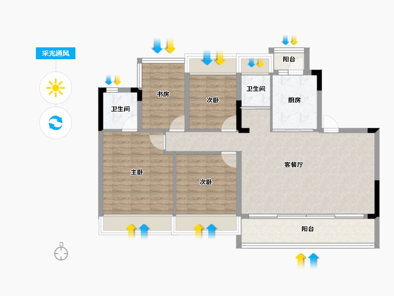 四川省-达州市-碧桂园珑樾湾-100.23-户型库-采光通风