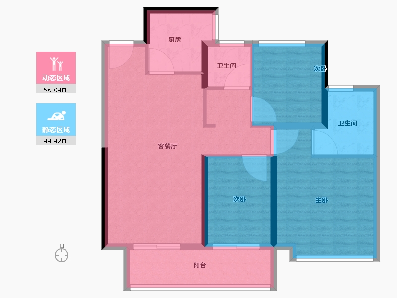 辽宁省-阜新市-上铁叶海华庭-90.41-户型库-动静分区