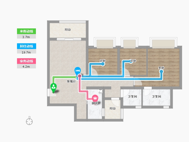 重庆-重庆市-龙湖云瑶玉陛-78.68-户型库-动静线