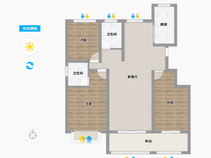 河北省-保定市-紫竹苑雅居-99.46-户型库-采光通风