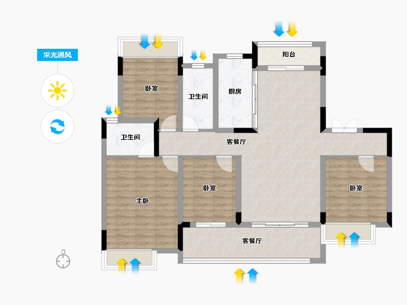 广西壮族自治区-桂林市-交投彰泰漓东新城-110.25-户型库-采光通风