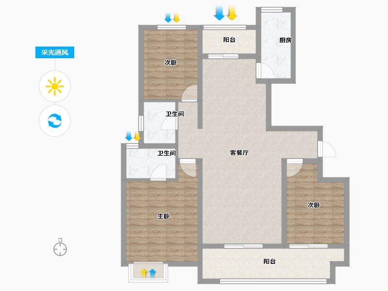 河南省-洛阳市-夏都水岸-108.80-户型库-采光通风