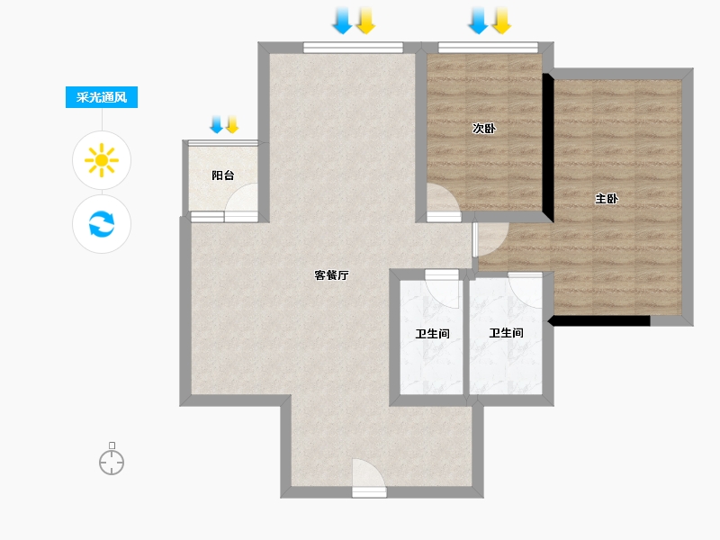 四川省-成都市-华府金沙名城-80.83-户型库-采光通风