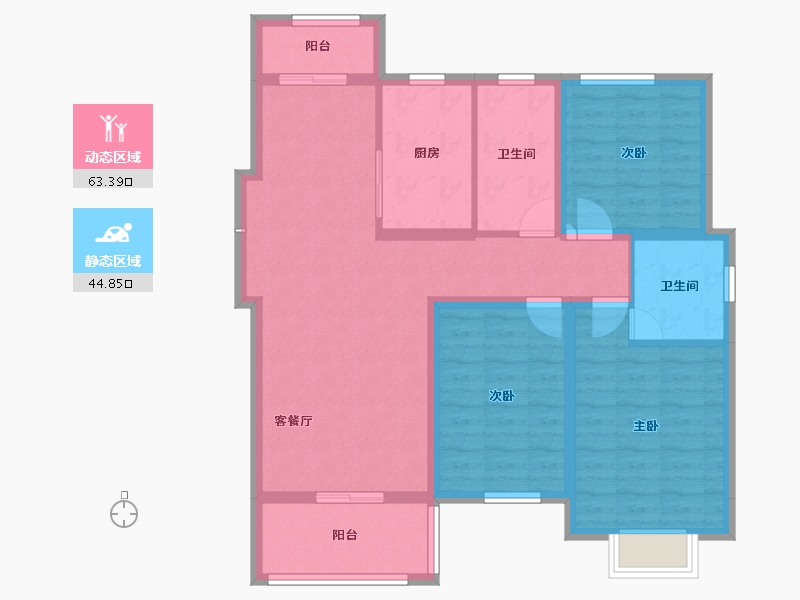 安徽省-蚌埠市-通成紫都顺苑-96.66-户型库-动静分区