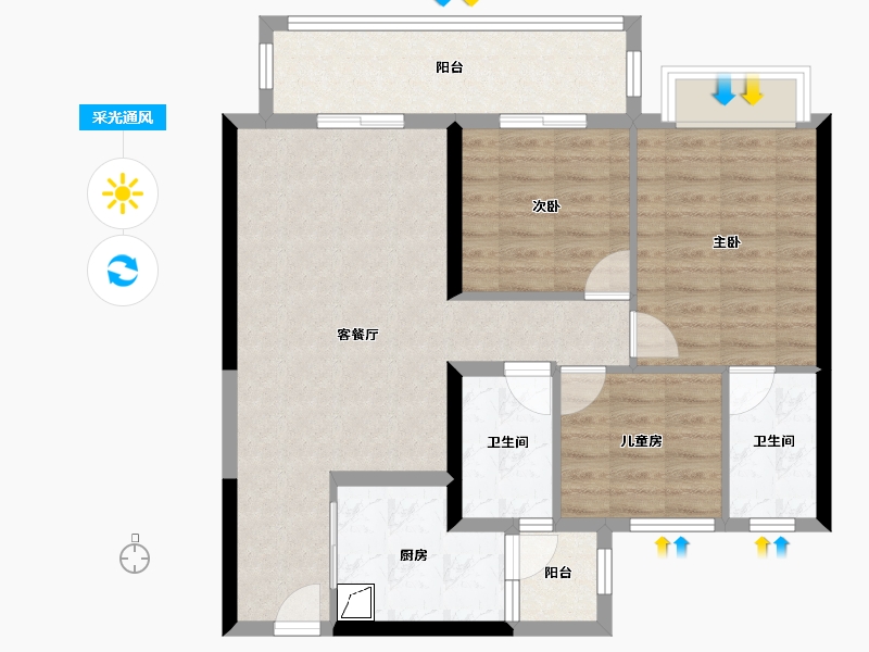 四川省-成都市-中建天府公馆-84.15-户型库-采光通风