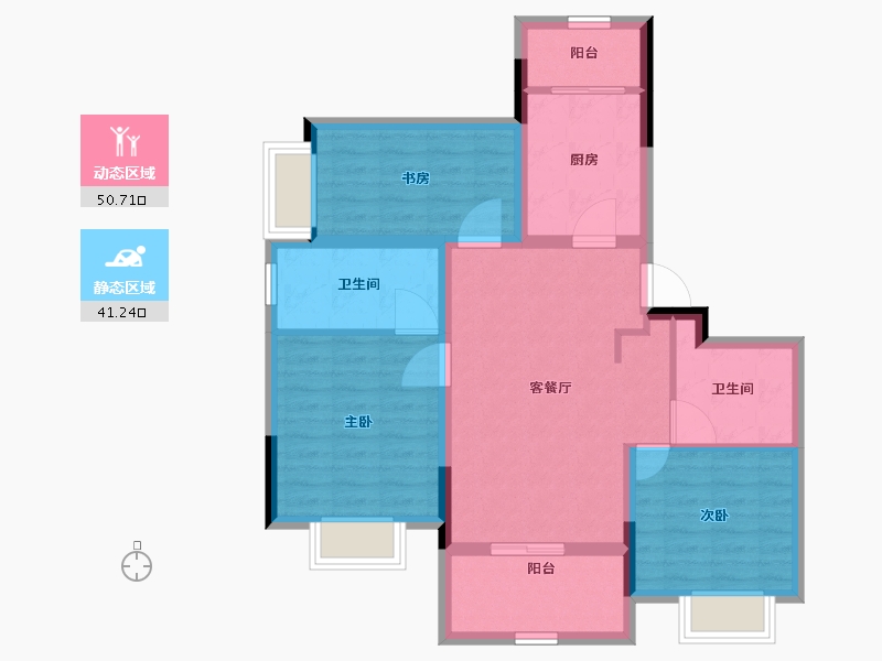 浙江省-湖州市-融创霅溪桃源-81.59-户型库-动静分区