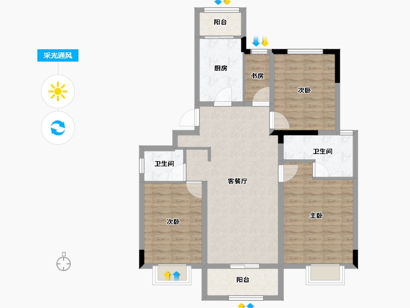 浙江省-湖州市-融创霅溪桃源-101.76-户型库-采光通风