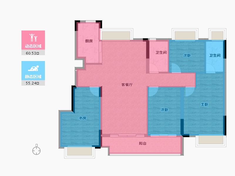 江西省-九江市-江旅城·海湖悦府-104.88-户型库-动静分区