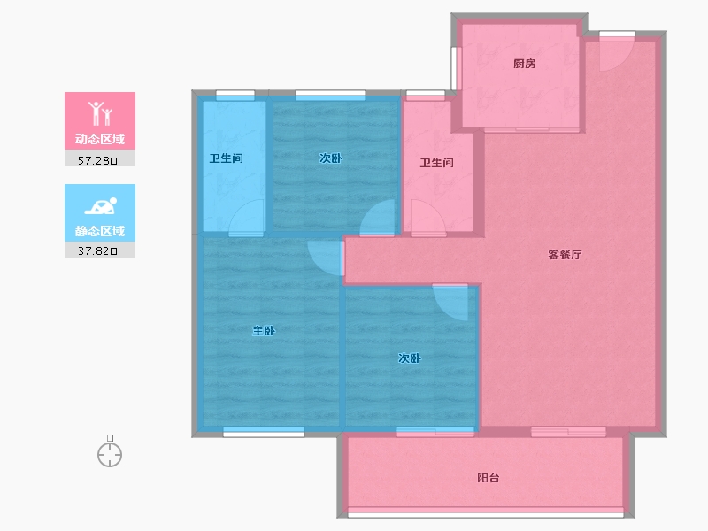 湖北省-宜昌市-金陵世纪城-86.43-户型库-动静分区