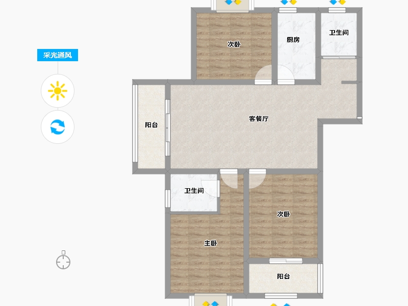 安徽省-蚌埠市-通成紫都顺苑-91.68-户型库-采光通风