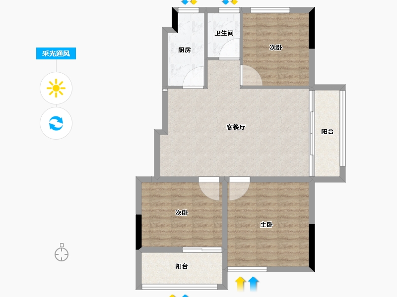 江苏省-连云港市-同天国宾府-85.60-户型库-采光通风