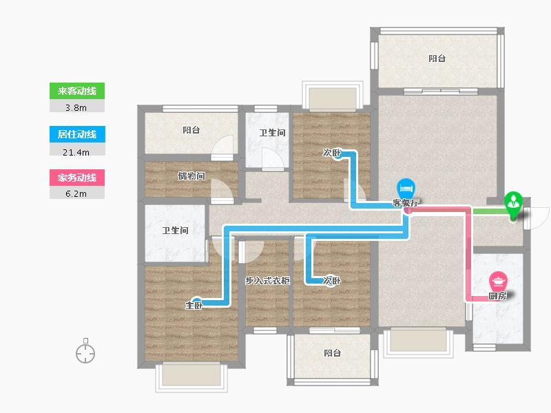 湖南省-长沙市-桥和雅苑-110.00-户型库-动静线