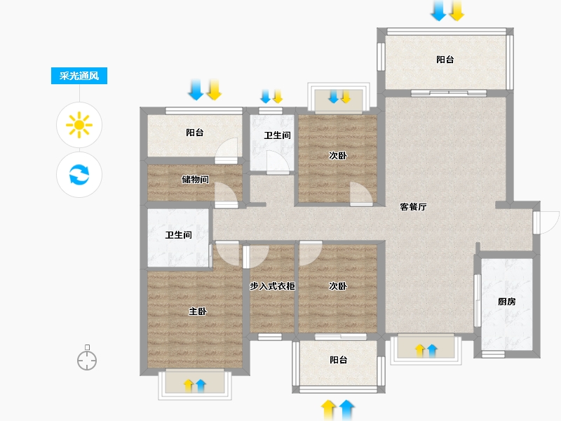 湖南省-长沙市-桥和雅苑-110.00-户型库-采光通风