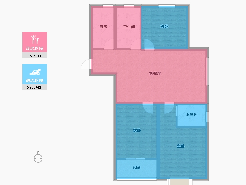 安徽省-蚌埠市-通成紫都顺苑-89.15-户型库-动静分区